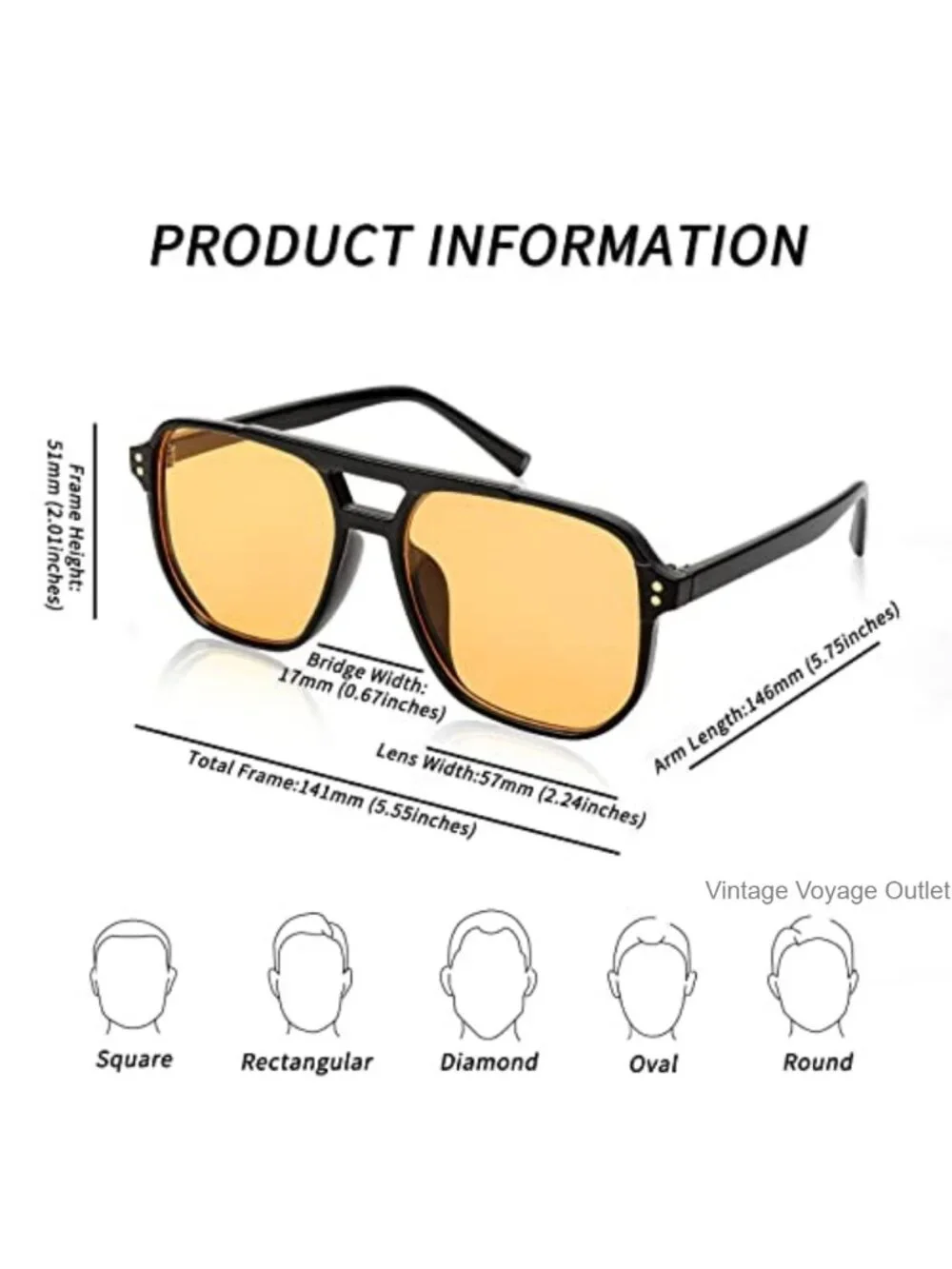 Retro Square Aviator Sunglasses Women Men 70s Vintage Plastic Frame UV400